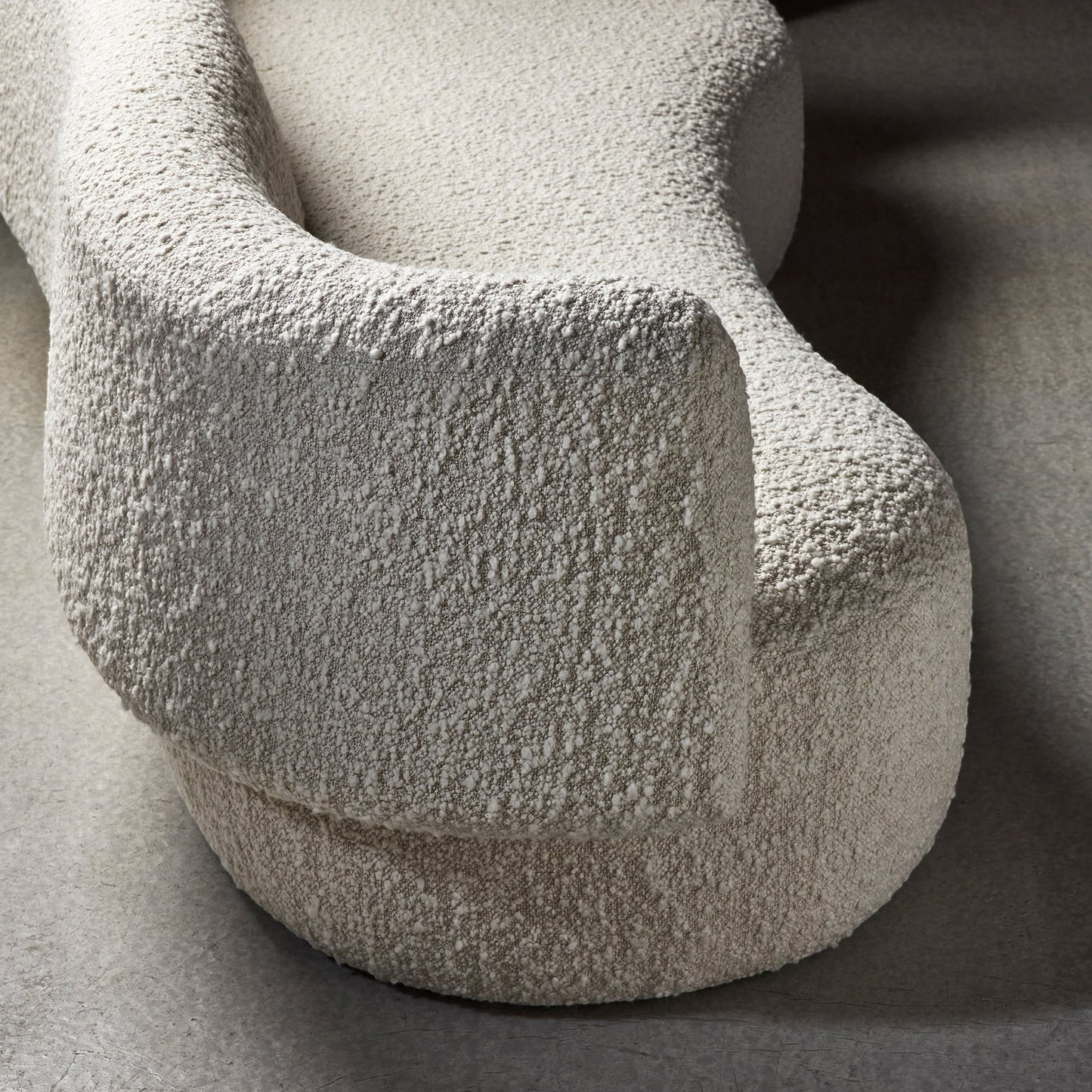 Ambrosia Concepts Angola 3-seater sofa in ivory boucle fabric with a solid Saal wood frame.