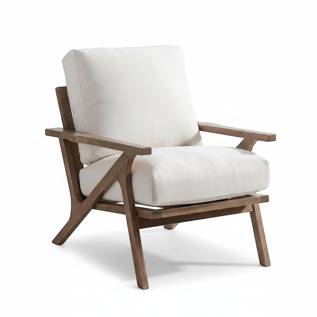 Ambrosia Concepts KK Loungechair in cream upholstery with a natural wood frame, featuring clean lines and a modern silhouette.